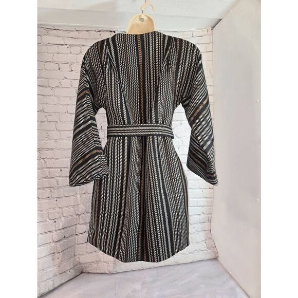 Anne Klein Women's Size Small Black/White/Brown Wool Blend Herringbone Design 3/ - Picture 2 of 7